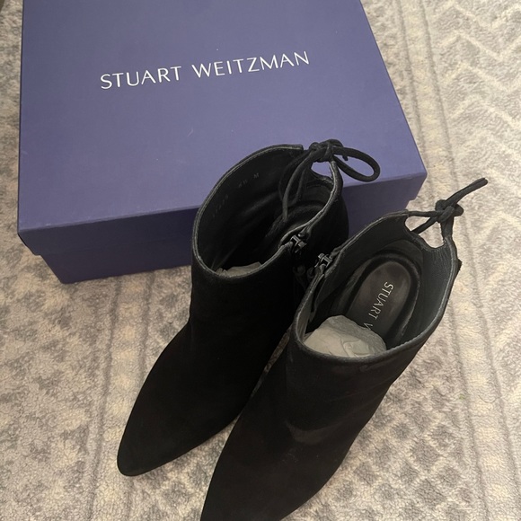 Stuart Weitzman Black Suede Ankle Boots